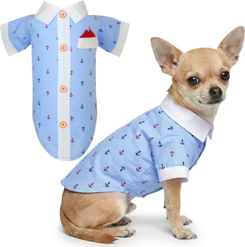 Vista 56 de Parisian Pet Camisa para perro de Amazonia - Ropa de algodón para perros pequeños - Elegante traje tropical para perros - Ropa ligera y suave