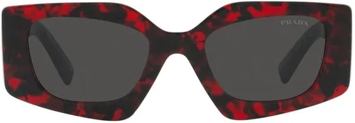 Vista 2 de Prada PR 15YS 09Z5S0 - Lentes de sol irregulares de plástico escarlata, color gris