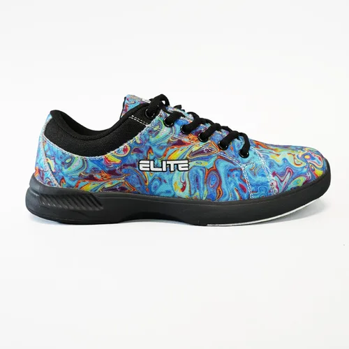 Vista 8 de ELITE Zapatos de bolos con cordones Blue Swirl para mujer con suela deslizante en los zapatos derecho e izquierdo