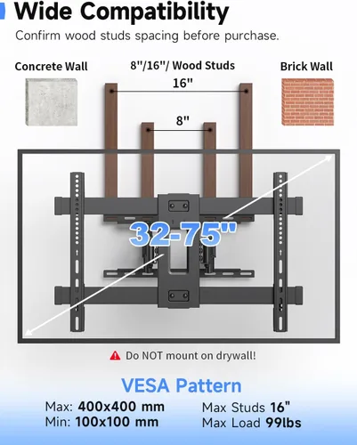 Vista 7 de Suptek Soporte de pared ultra delgado para TV de perfil bajo de 1.3