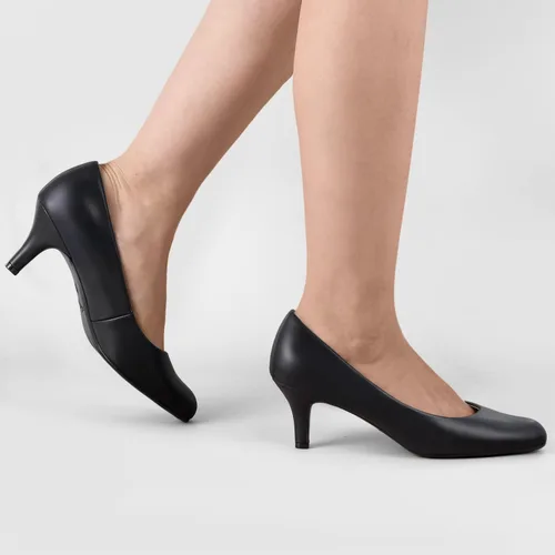 Vista 4 de Ankis - Zapatos de tacón bajo para mujer, color negro, nude, blanco, plateado, zapatos de vestir para el trabajo, oficina, boda, fiesta, graduación