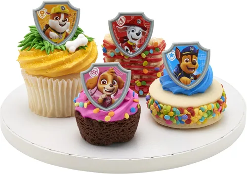 Vista 11 de DecoPac Paw Patrol Reporting For Duty Anillos, Decoraciones de cupcakes con Chase, Marshall, Skye y Rubble - Paquete de 24