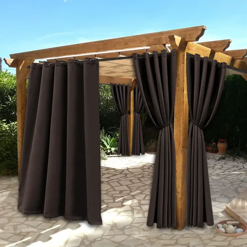 Vista 10 de BONZER Cortinas impermeables para interiores y exteriores para patio - Aislamiento térmico, cortinas opacas con ojales de bloqueo solar