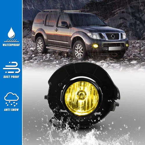 Vista 6 de Luces antiniebla para Nissan 2005-2009 Frontier / 2005-2012 Pathfinder Lámparas Asamblea Conductor Pasajero Reemplazo Amarillo Ámbar