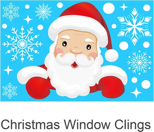 Vista 8 de Decoraciones de Navidad para ventana, 160 calcomanías de copo de nieve de Navidad para ventana, calcomanías de copo de nieve de Navidad