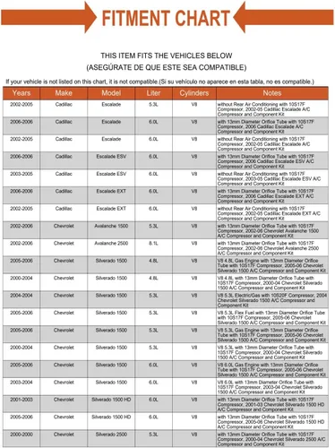 Vista 6 de Compresor de A/C de repuesto y kit de secador de receptor, elección mecánica para Silverado Escalade 00-06