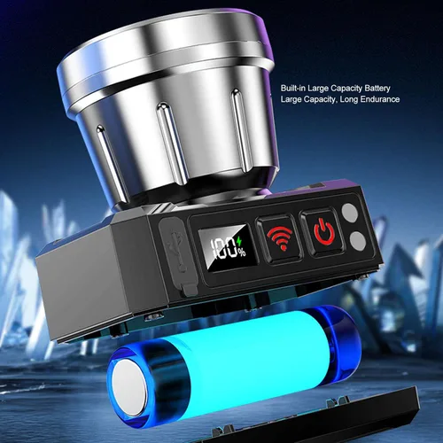 Vista 3 de LED Headlamp, Rechargeable Wearable Motion Sensor Headlight with LCD Screen for Outdoor Camping Cycling Hiking Fishing