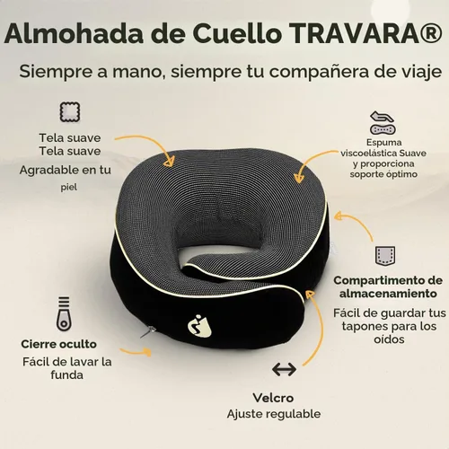 Vista 2 de Almohada cervical Airplane - Almohada de viaje - Espuma viscoelástica cómoda y ergonómica - Almohada de avión con soporte de cabeza y cuello de 360°