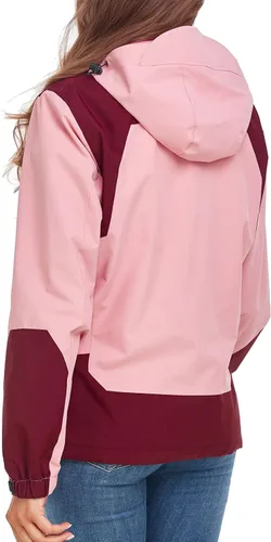 Vista 2 de SaphiRose Chaqueta impermeable para mujer, ligera, para exteriores, con capucha extraíble