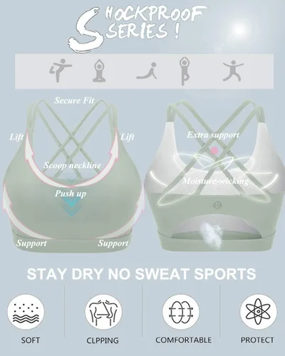 Vista 189 de Brasieres deportivos para mujer, con relleno, tipo camiseta sin mangas, sexis, con espalda cruzada, de alto impacto, largos, ideales para practicar