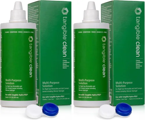 Vista 4 de Tangible Clean - Solución multiusos para lentes de contacto con estuche para lentes, tamaño viajero 3.4 FL Oz