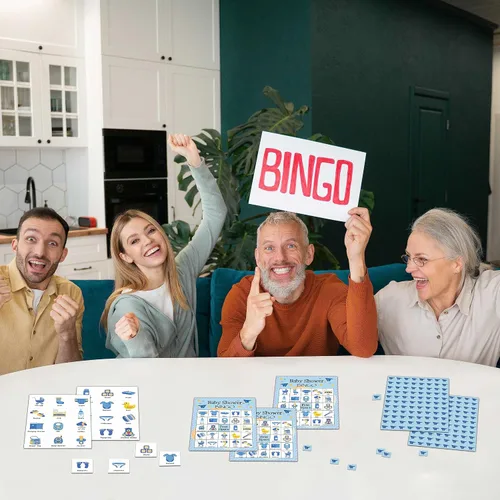Vista 4 de Tarjetas de juego de bingo para baby shower, juego de bingo para 24 jugadores, actividades en interiores y exteriores, fiesta de baby shower