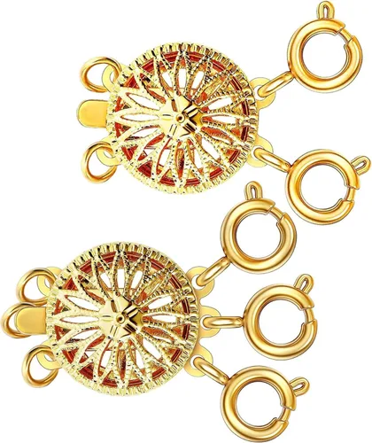 Vista 8 de Dailyacc Cierre de collar en capas para mujer, cierre de joyería deslizante de plata y oro de 14 quilates, conectores de pulsera