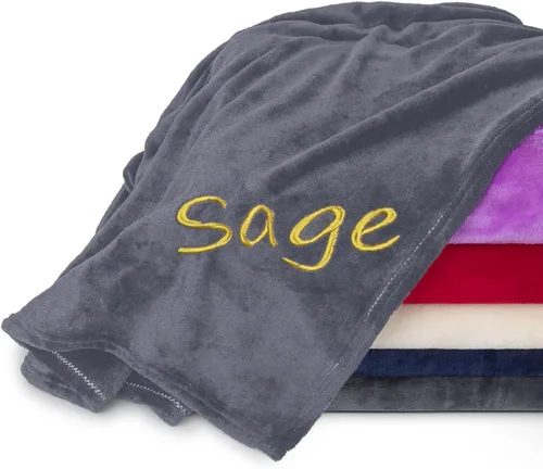 Vista 13 de Mantas personalizadas para adultos, manta personalizada con nombre bordado o monograma, funda de manta de forro polar suave para cama y sofá