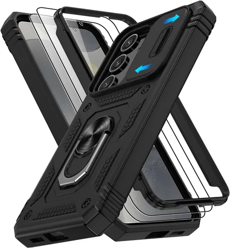 Vista 10 de Gritup Funda para Google Pixel 6 con cubierta deslizante para cámara y protector de pantalla (2 unidades), soporte de anillo giratorio 360°, funda