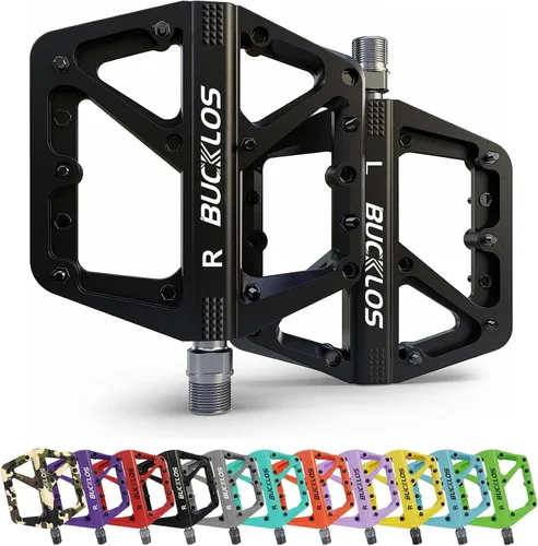 Vista 14 de BUCKLOS Pedales de Bicicleta de Montaña MTB Pedales Planos, Bicicleta de Carretera para Adultos Plataforma Grande Pedal Antideslizante de Nylon