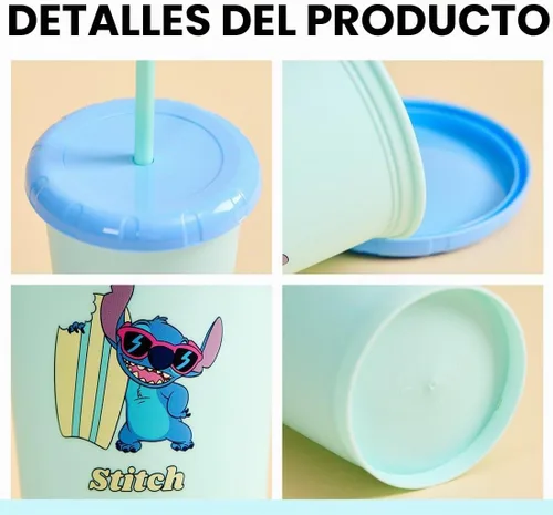 Vista 2 de MINISO Disney Lilo & Stitch - Tazas de café helado de 16 onzas con tapas