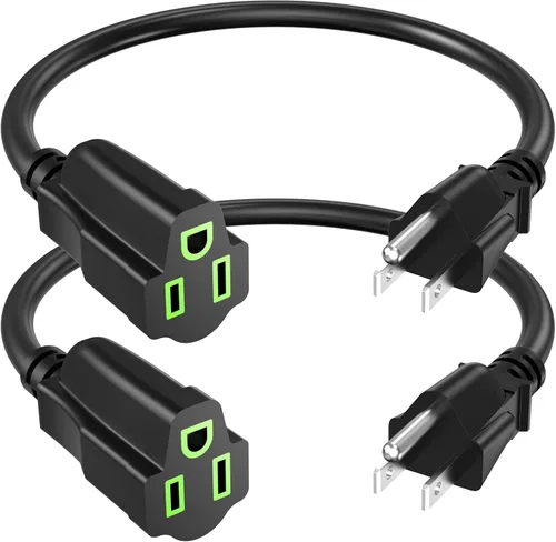 Vista 7 de Cable de extensión de alimentación de 0.5 pies/6 pulgadas (paquete de 10), cable de extensión eléctrico corto de 3 clavijas, salida única