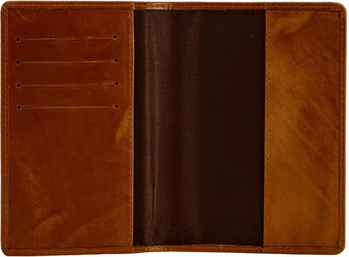 Vista 5 de Finlaer - Cartera de viaje de cuero para pasaporte, Castaño rojizo, Minimalista