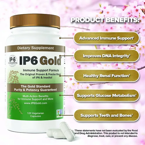 Vista 3 de Fórmula de apoyo inmunológico IP6 Gold Devicare con inositol – 120 cápsulas vegetarianas – OGM – Suplemento antioxidante – Fabricado en Estados