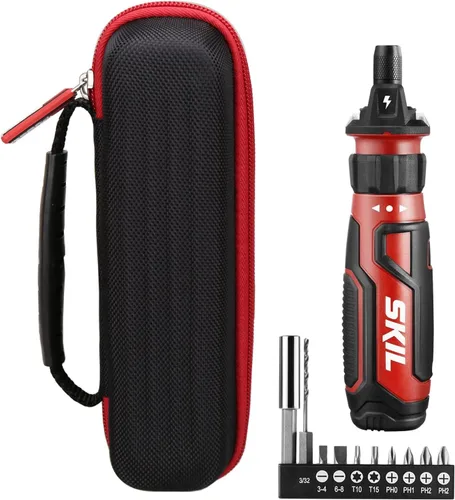 Vista 7 de FBLFOBELI Estuche rígido para destornillador inalámbrico recargable SKIL 4V SD561201 Hard EVA Shell, Shockproof & Water-Resistant, Double Zipper