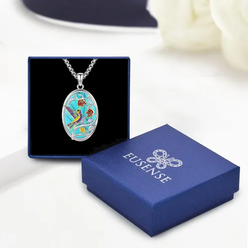 Vista 73 de Joyas de turquesa para mujeres y hombres de plata de ley 925 con colgante de urna para cenizas, collar con medallón de imagen, martillo de Thor