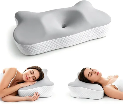Vista 8 de Almohada cervical para el cuello para aliviar el dolor, almohadas ortopédicas de contorno de espuma viscoelástica refrescante para dormir de espalda