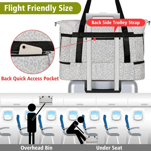 Vista 4 de Gym Bag for Women Weekender Bag with Waterproof Shoe Compartment Sports Travel Duffel 3pcs Set Carry On Overnight Bags for Business Trip Travel Gym
