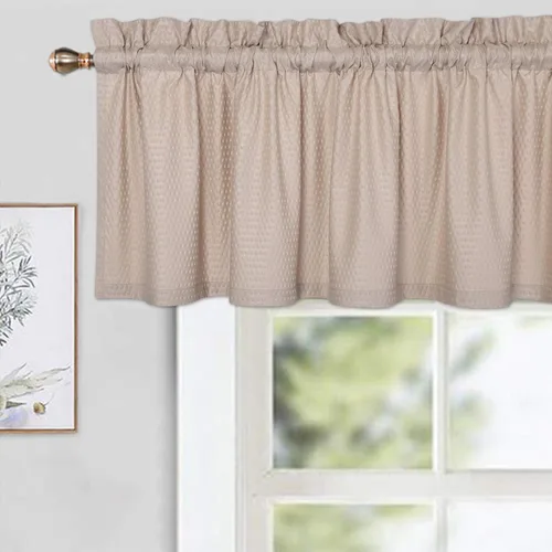 Vista 2 de CAROMIO Cenefas para ventanas de cocina, microfibra suave texturizada en relieve, con bolsillo para barra, cortinas a medida para ventanas de baño