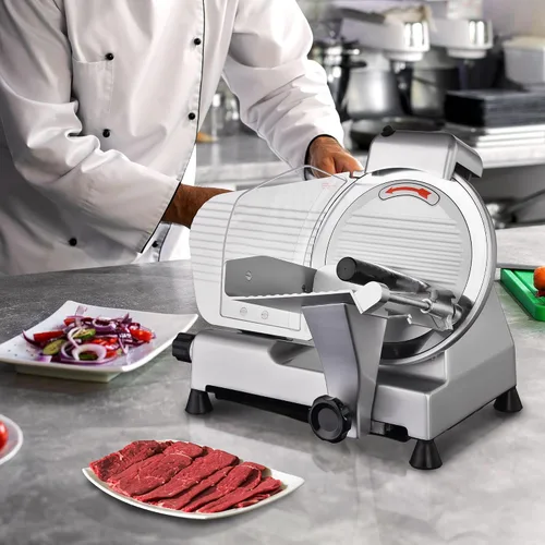 Vista 7 de WeChef Cortador de carne comercial de 10 '' 240 W eléctrico Deli Slicer Queso Cortador de alimentos Hoja de acero inoxidable para tienda restaurante