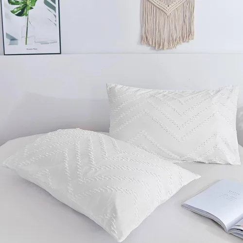 Vista 9 de Nanko Funda de Almohada Corporal 1 Paquete 20x54 pulgadas con Cremallera, Beige Tufted Jacquard Boho Suave Shabby Chic Microfibra Fundas de Almohada
