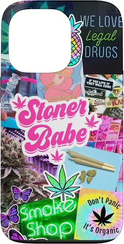Vista 10 de Girly Stoner - Funda para iPhone 17 con collage de cannabis, marihuana 420