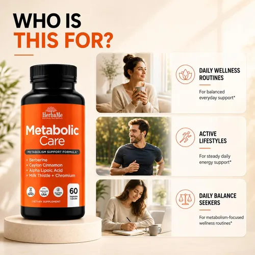 Vista 6 de HerbaMe Suplemento de berberina con canela de Ceilán, cromo, ácido alfa lipoico, cuidado metabólico apoya el metabolismo y la salud cardiovascular