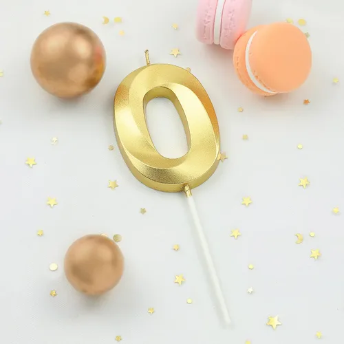 Vista 2 de Velas de cumpleaños de oro con diamantes de 2.76 pulgadas, velas de números dorados, velas de números de pastel, celebración de fiesta