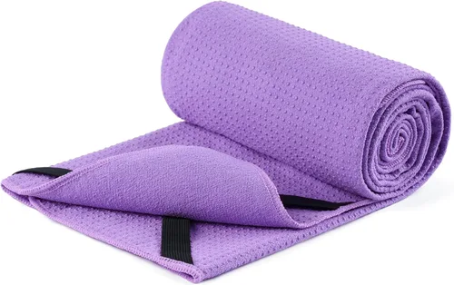 Vista 10 de MICROFI Toalla Estera de Microfibra para Yoga Caliente, 24 x 72 pulgadas, con Agarre de Silicona Antideslizante, Correas Elásticas de Ajuste Seguro