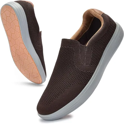Vista 15 de Puxowe Men's Slip On Loafers, Comfy & Knit Walking Shoes with Arch Support Todo negro