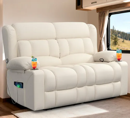 Vista 21 de Juego de sofá reclinable loveseat con 2+1 piezas, 2 plazas estilo minimalista reclinable manual con tirador, loveseat con puertos de carga USB