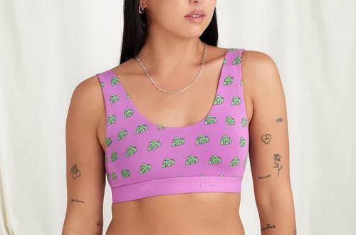 Vista 4 de MeUndies Bralette para mujer Brasier elástico de algodón con cuello en U Tela exclusiva de Tienda