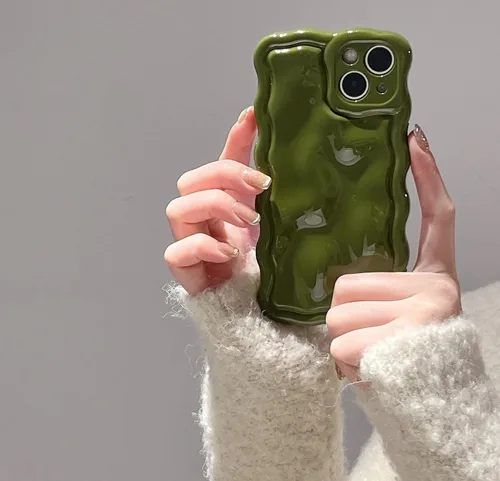 Vista 47 de FABSPARK Funda para iPhone 11, Patrón de Burbujas de Meteorito 3D Electrochapado Galvanizado con Brillos Marco Ondulado Rizado Funda Brillante, TPU