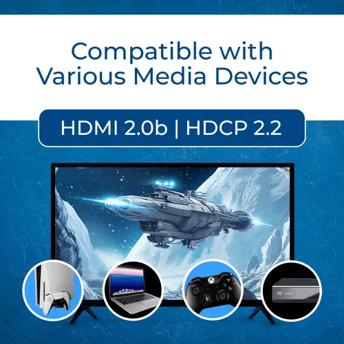 Vista 6 de OREI Divisor extensor HDMI 4K 1x4, cable múltiple a través de un solo cable CAT6/7 4K @60Hz 4:4:4 HDCP 2.2 con gestión EDID, hasta 230 pies, bucle