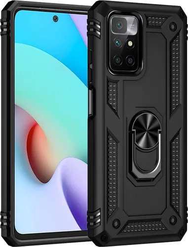 Vista 2 de Funda compatible con Xiaomi Poco X3 GT, compatible con Redmi Note 10 Pro (China) 5G con soporte de anillo 2 en 1, funda negra Negro