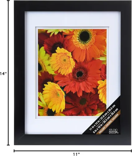 Vista 4 de Studio Décor - Marco de pared negro de 8 x 10 pulgadas con paspartú doble de Studio Décor - Incluye accesorios para colgar prefijados, pantalla