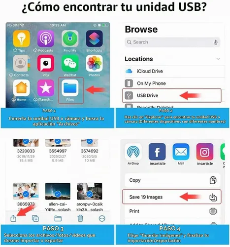 Vista 7 de Apple Lightning a tarjeta SD y TF Adaptador de cámara USB para iPhone/iPad, lector de tarjetas 3 en 1 USB Dongle para unidad flash USB, teclado