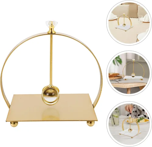 Vista 8 de Angoily Arc-shaped Metal Napkin Holder for Tabletop, Gold Finish, Weighted Rustic Paper Towel Dispenser for Dining Room and Kitchen Use, Sturdy