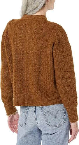 Vista 2 de Tienda Essentials Womens Soft-Touch Modern Cable Crewneck Sweater (Available in Plus Size)