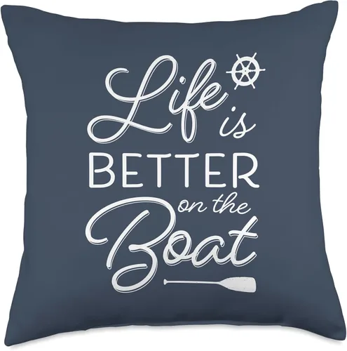 Vista 5 de Boat Gear by Vine Mercantile Life is Better Cool - Almohada náutica con temática náutica, 15.7 x 15.7 in, multicolor