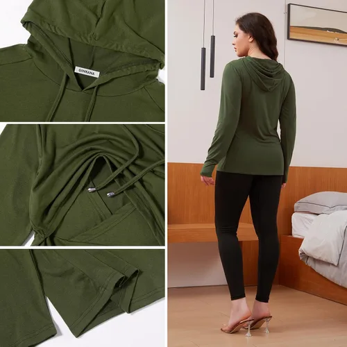 Vista 13 de GINKANA Sudadera con capucha para mujer, manga larga, lactancia materna, ropa casual