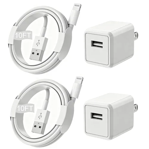 Vista 9 de Cargador para iPhone, [Certificado MFi de Apple], paquete de 2 cables Lightning de 3 pies cubo, cable de transferencia de carga para teléfono
