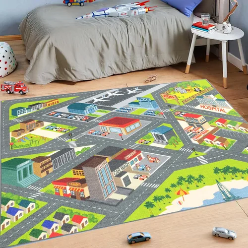 Vista 19 de KC Cubs 8x10 Alfombra de Carretera con Animales Safari para Coches de Juguete – Alfombra de Juego Educativa para Niños, Pequeños, Guardería, Aula
