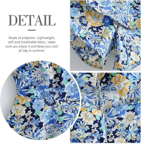 Vista 6 de EVAZEN Overol floral para mujer, sin mangas, tirantes delgados, corto, con dobladillo con volantes, lazo y espalda descubierta